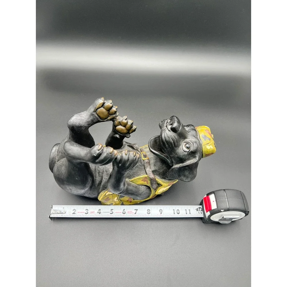 Black Lab Puppy Wine Bottle Holder Hunting Dog Camo Vest Shotgun Resin Statue